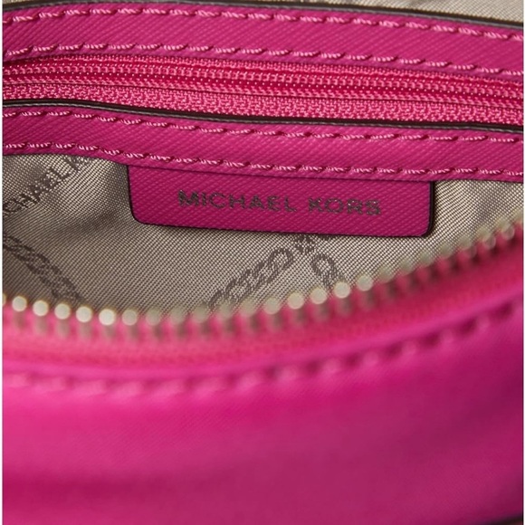 MICHAEL KORS Bag Jet Set Nylon Hot Pink Gabardine Messenger Crossbody AUTHENTIC - Picture 2 of 15